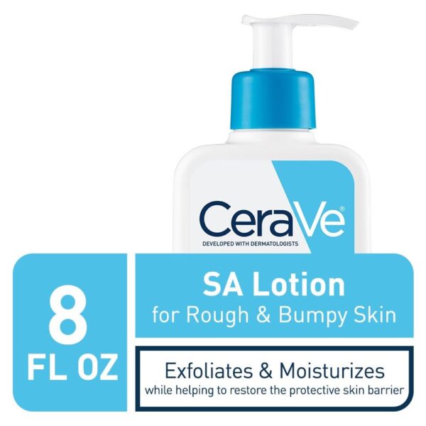 CeraVe SA Lotion for Rough & Bumpy Skin, Vitamin D, Hyaluronic Acid, Lactic Acid & Salicylic Acid Lotion, Fragrance Free & Allergy Tested, 8 Ounce - Image 2