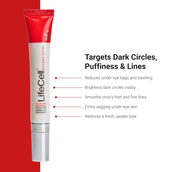 LifeCell All-in-One Eye Treatment – Anti-Aging Under Eye Cream for Puffiness, Dark Circles & Wrinkles – With Retinol, Vitamin C, Peptides & Hyaluronic Acid – Cooling Application - Image 2