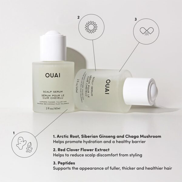 OUAI Scalp Serum - Balancing Hair Serum with Red Clover Extract, Siberian Ginseng and Peptides for Thicker and Fuller-Looking Hair - Paraben, Phthalate and Sulfate Free Scalp Care (2 Fl Oz) - Image 3
