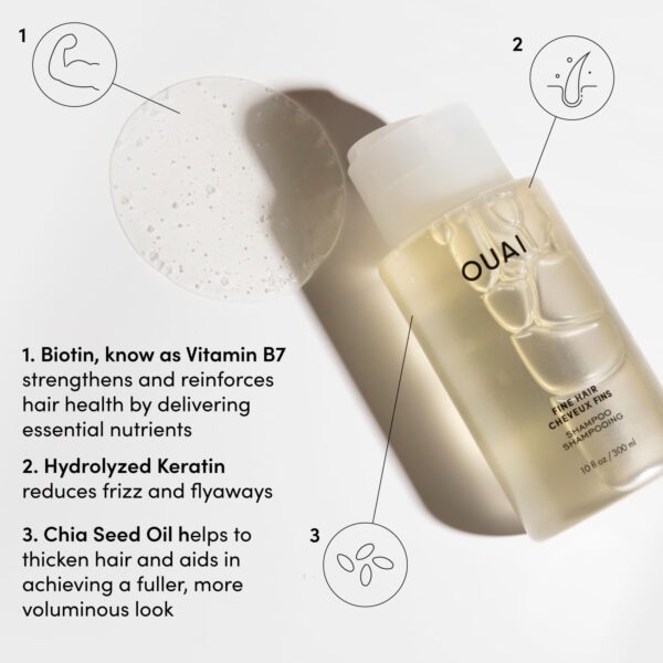 OUAI Fine Shampoo and Conditioner Set - Sulfate Free Shampoo and Conditioner for Fine Hair - Made with Keratin, Marshmallow Root, Shea Butter & Avocado Oil - Free of Parabens & Phthalates (10 Fl Oz) - Image 2