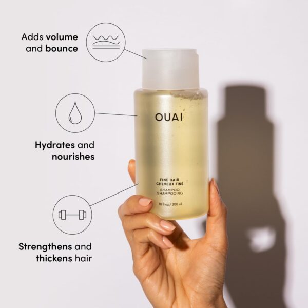 OUAI Fine Shampoo and Conditioner Set - Sulfate Free Shampoo and Conditioner for Fine Hair - Made with Keratin, Marshmallow Root, Shea Butter & Avocado Oil - Free of Parabens & Phthalates (10 Fl Oz) - Image 3