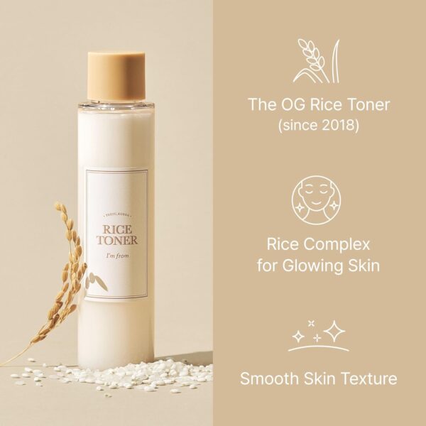 I'm from Rice Toner for Sensitive Skin, Rice Extract from Korea, Glow Essence with Niacinamide, Hydrating, Vegan, Alcohol Free, Fragrance Free, Peta Approved, K Beauty Toner, 5.07 Fl Oz - Image 2