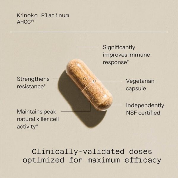 Quality of Life Premium Kinoko Platinum AHCC Herbal Supplement, 750mg of AHCC per Capsule, for Immune Support, Liver Function, Maintains Natural Killer Cell Activity, 1 Pack, 60 Veggie Capsules - Image 3
