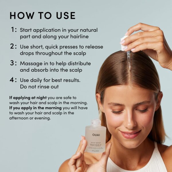 OUAI Scalp Serum - Balancing Hair Serum with Red Clover Extract, Siberian Ginseng and Peptides for Thicker and Fuller-Looking Hair - Paraben, Phthalate and Sulfate Free Scalp Care (2 Fl Oz) - Image 4