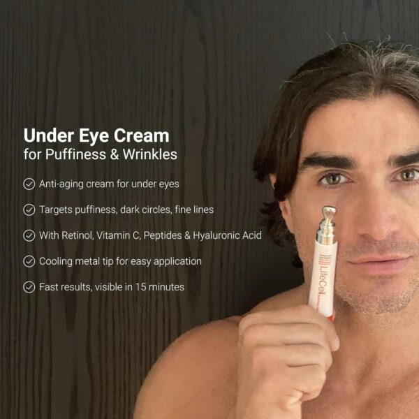 LifeCell All-in-One Eye Treatment – Anti-Aging Under Eye Cream for Puffiness, Dark Circles & Wrinkles – With Retinol, Vitamin C, Peptides & Hyaluronic Acid – Cooling Application - Image 5
