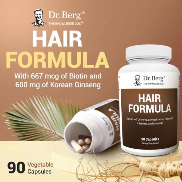 Dr. Berg All-in-One Vitamins for Hair, Skin, & Nails - Advanced Formula with Biotin, Saw Palmetto, DHT Blocker, & Trace Minerals - 90 Veg Capsules - Image 4