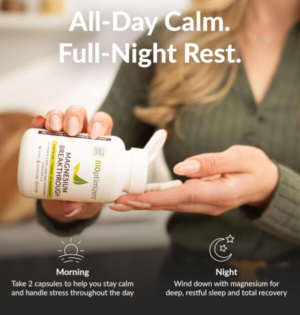 BIOptimizers Magnesium Breakthrough Supplement 4.0-7 Forms of Mg: Glycinate, Malate, Citrate, and More - Natural Support for Sleep and Cognitive Function - 60 Capsules- Calming Vitamins Complex - Image 5