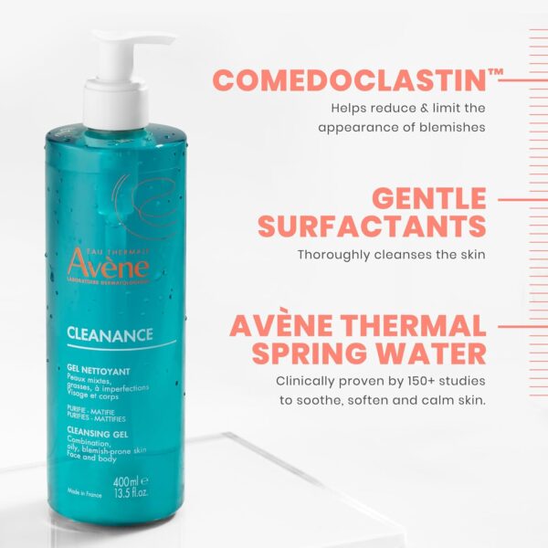 Avène Cleanance Cleansing Gel Soap Free Cleanser for Acne Prone, Oily, Face & Body, Alcohol-Free - Image 3