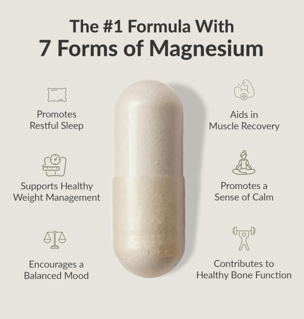 BIOptimizers Magnesium Breakthrough Supplement 4.0-7 Forms of Mg: Glycinate, Malate, Citrate, and More - Natural Support for Sleep and Cognitive Function - 60 Capsules- Calming Vitamins Complex - Image 3
