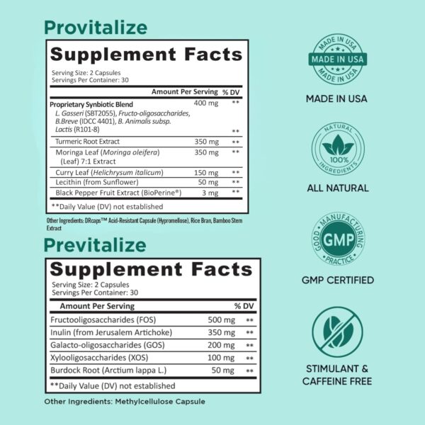 BB Company Slim Gut Bundle | Menopause Prebiotics and Probiotics for Women | Gut Vitamins for Digestive Health | Supports Joint Health & Sexy Midsection | Provitalize & Previtalize | 30 Day Supply - Image 5