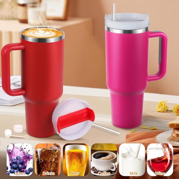 New Version 40oz Stainless Steel Vacuum Insulated Tumbler with Lid and Straw for Water, Smoothie and More, Iced Tea or Coffee (Christmas Red) - Image 4