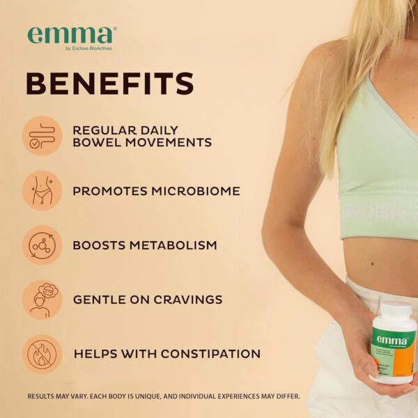 Emma Gut Health - 2 Pack - Gas and Bloating Relief, Constipation, Leaky Gut Repair - Gut Cleanse & Restore Digestion - Regulate Bowel Movement. Probiotics and Laxative Alternative, 120 Capsules - Image 2