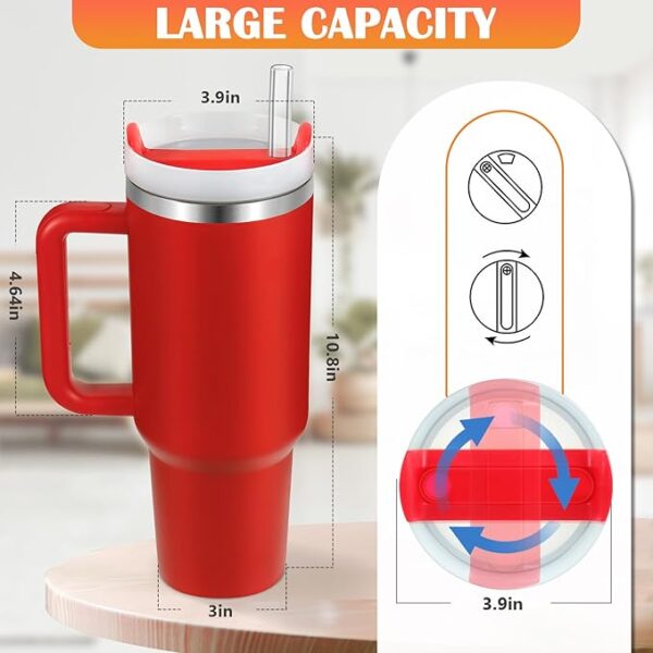 New Version 40oz Stainless Steel Vacuum Insulated Tumbler with Lid and Straw for Water, Smoothie and More, Iced Tea or Coffee (Christmas Red) - Image 5
