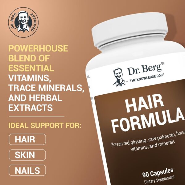 Dr. Berg All-in-One Vitamins for Hair, Skin, & Nails - Advanced Formula with Biotin, Saw Palmetto, DHT Blocker, & Trace Minerals - 90 Veg Capsules - Image 2