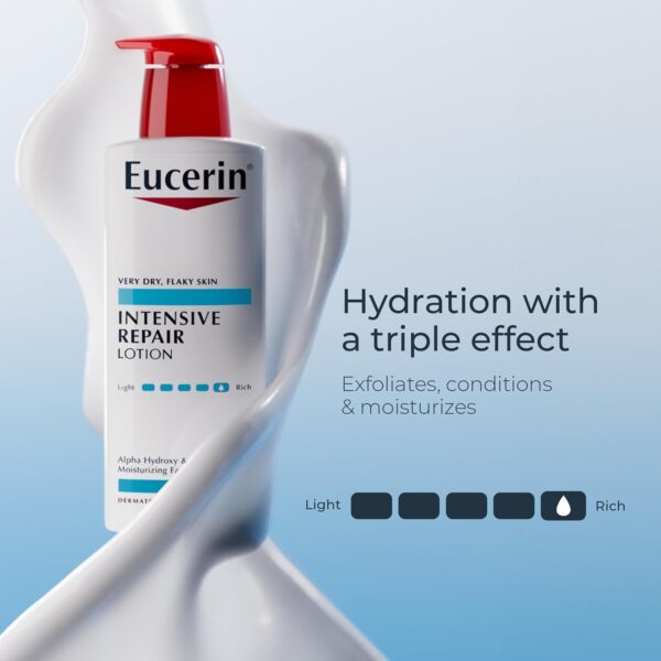 Eucerin Intensive Repair Body Lotion for Dry Skin with Alpha Hydroxy, Body Moisturizer for Very Dry Skin, Moisturizes, Exfoliates and Conditions, Fragrance Free and Paraben Free, 16.9 Fl Oz Bottle - Image 4