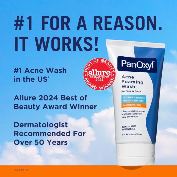 PanOxyl Acne Foaming Wash Benzoyl Peroxide 10% Maximum Strength Antimicrobial, 5.5 Oz - Image 4