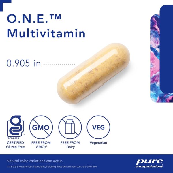 Pure Encapsulations O.N.E. Multivitamin - Once Daily Multivitamin with Antioxidant Complex Metafolin, CoQ10, and Lutein to Support Vision, Cognitive Function, and Cellular Health* - 120 Capsules - Image 2