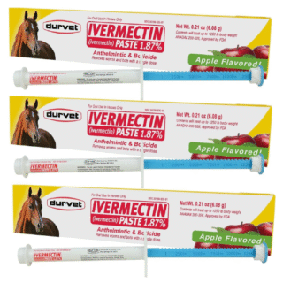 3 Pack By-Durvt Paste Horse Dewormer Apple Flavor Safe Effective Wormer 0.21oz