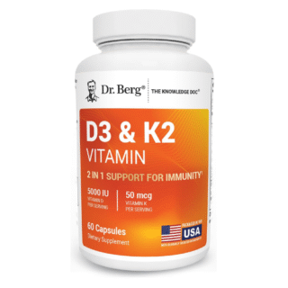 Dr. Berg Vitamin D3 K2 5000 IU with MCT Powder | Powerful 7-in-1 Formulation | 4X Lab-Tested & Verified | High Absorption Formula | K2 D3 Vitamin Supplement - 60 Capsules