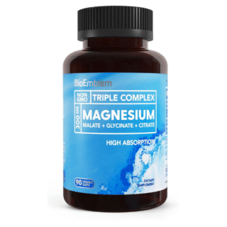BioEmblem Triple Magnesium Complex | 300mg of Magnesium Glycinate, Malate, & Citrate for Muscles, Nerves, & Energy | High Absorption | Vegan,...