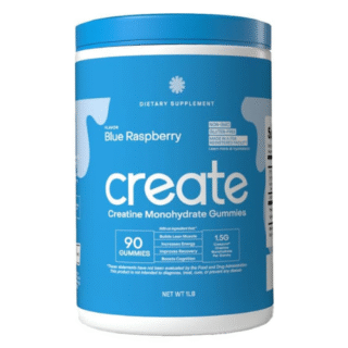 Create Creatine Monohydrate Gummies for Men & Women, Boost Focus, Strength, and Endurance, Anti-Melting Formula, Vegan, Gluten-Free, Non-GMO, 1.5g of Creatine per Gummy (Blue Raspberry, 90 ct)