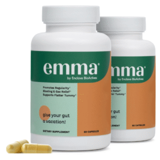 Emma Gut Health - 2 Pack - Gas and Bloating Relief, Constipation, Leaky Gut Repair - Gut Cleanse & Restore Digestion - Regulate Bowel Movement. Probiotics and Laxative Alternative, 120 Capsules