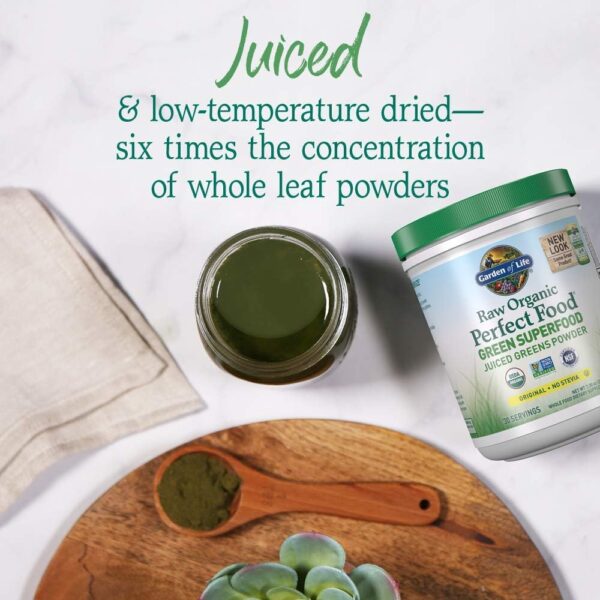 Garden of Life Raw Organic Perfect Food Green Superfood Juiced Greens Powder - Original Stevia-Free, 30 Servings, Non-GMO, Gluten Free Whole Food Dietary Supplement, Alkalize, Detoxify, Energize - Image 5