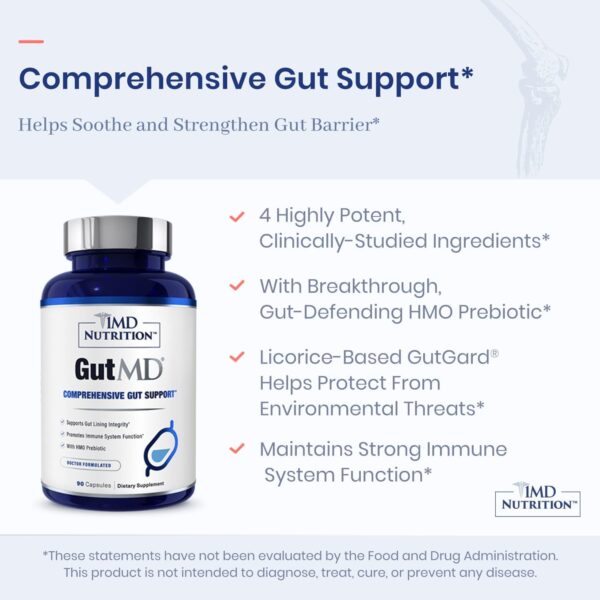 1MD Nutrition GutMD – L-Glutamine & Prebiotic for Digestive Tract Health, 90 Capsules (1-Pack) - Image 5