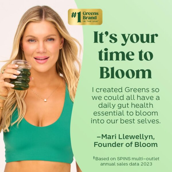 Bloom Nutrition Superfood Greens Powder, Digestive Enzymes with Probiotics and Prebiotics, Gut Health, Bloating Relief for Women, Chlorella, Green Juice Mix with Beet Root Powder, 30 SVG, Coconut - Image 4