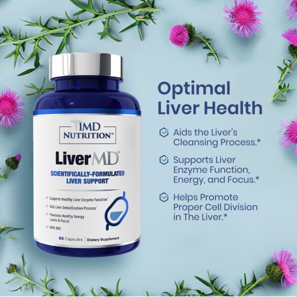 1MD Nutrition LiverMD - Liver Support Supplement | Siliphos Milk Thistle Extract & NAC - Supports Healthy Energy, Immunity & Overall Health - Liver Cleanse & Support | 60 Capsules - Image 5