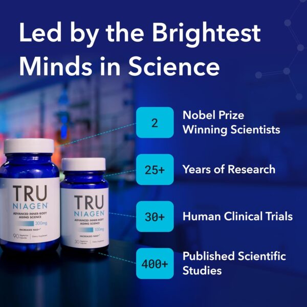 TRU NIAGEN Patented NAD+ Supplement for Anti Aging and Cell Regeneration, 300 mg Niagen, 90 Servings | Supports Cellular Energy, Brain, Muscle | Nicotinamide Riboside (NR) Take 1 Daily | 1 Bottle - Image 6