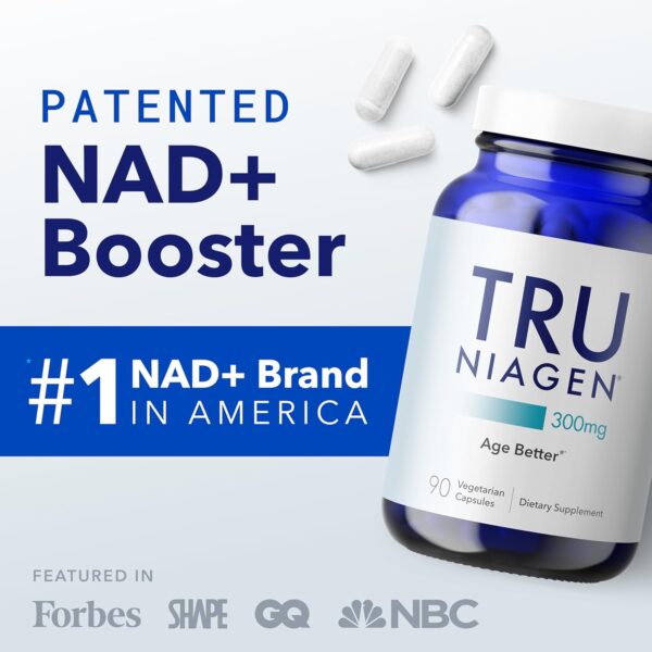 TRU NIAGEN Patented NAD+ Supplement for Anti Aging and Cell Regeneration, 300 mg Niagen, 90 Servings | Supports Cellular Energy, Brain, Muscle | Nicotinamide Riboside (NR) Take 1 Daily | 1 Bottle - Image 2