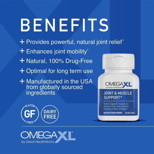 OmegaXL Joint Support Supplement - Natural Muscle Support, Green Lipped Mussel Oil, Soft Gel Pills, Drug-Free, 300 Count - Image 2