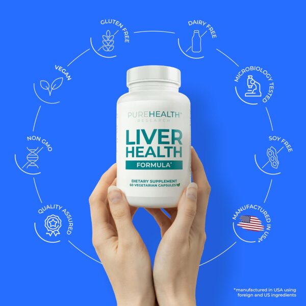 PUREHEALTH RESEARCH Liver Health – Liver Cleanse Detox & Repair with Artichoke Extract, Milk Thistle, Dandelion Root, Turmeric, Beet Root to Healthy Liver Renew with 11 Natural Nutrients, 60 Capsules - Image 2