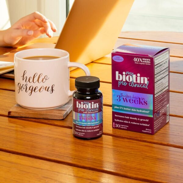 Purity Products MyBiotin ProClinical – Thicker Hair Starting in 3 Weeks & Fights Wrinkles - MB40X Patented Biotin Matrix w/Astaxanthin - 40X More Soluble vs Ordinary Biotin 30 Veg Cap - Image 4