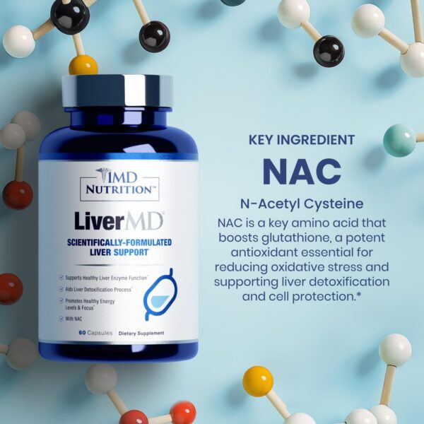 1MD Nutrition LiverMD - Liver Support Supplement | Siliphos Milk Thistle Extract & NAC - Supports Healthy Energy, Immunity & Overall Health - Liver Cleanse & Support | 60 Capsules - Image 2