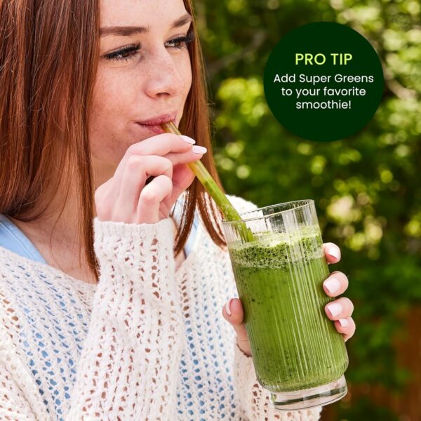 LIVE IT UP Super Greens Powder | All-Natural Plant-Based Superfood Blend with Probiotics & Digestive Enzymes | Supports Gut Health, Immunity, Energy, and Daily Wellness | No Added Sugar - 30 Servings - Image 7