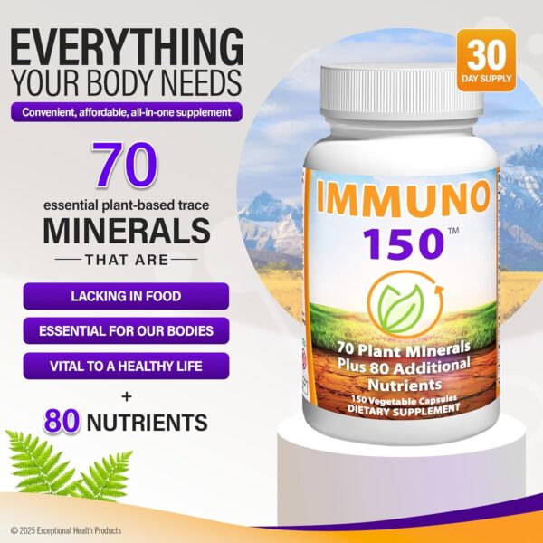 Immuno 150, Immune Support Supplement, Packed with 70 Plant Minerals, 13 Essential Vitamins and 68 Additional Nutrients-150 Vegetable Capsules- Immune Boost for All Age Groups - Image 3