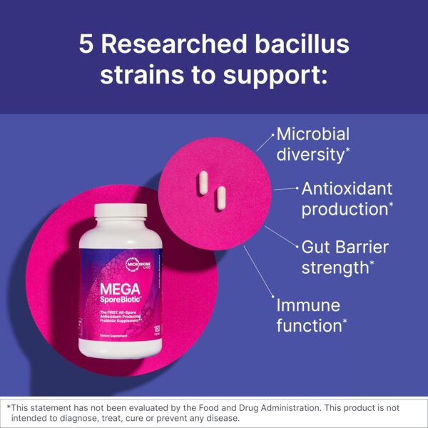 Microbiome Labs MegaSporeBiotic Probiotics for Women & Men - Spore Based Probiotics for Digestive Health - Shelf Stable & Travel-Friendly (60 Capsules) - Image 2