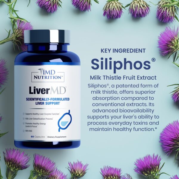 1MD Nutrition LiverMD - Liver Support Supplement | Siliphos Milk Thistle Extract & NAC - Supports Healthy Energy, Immunity & Overall Health - Liver Cleanse & Support | 60 Capsules - Image 4