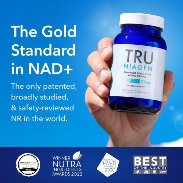 TRU NIAGEN Patented NAD+ Supplement for Anti Aging and Cell Regeneration, 300 mg Niagen, 90 Servings | Supports Cellular Energy, Brain, Muscle | Nicotinamide Riboside (NR) Take 1 Daily | 1 Bottle - Image 3